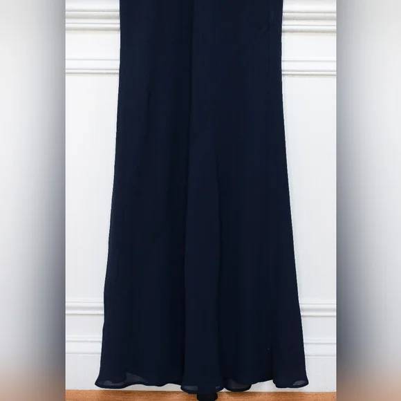 Reformation Nayeli Dress in Navy Blue Fitted Maxi Dress V-Neck Cap Sleeve Size 8 - Picture 7 of 14